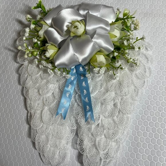 Angelic Wreaths By Diane Other - Angel Wings for Baby Boy for a Shower or Sympathy
